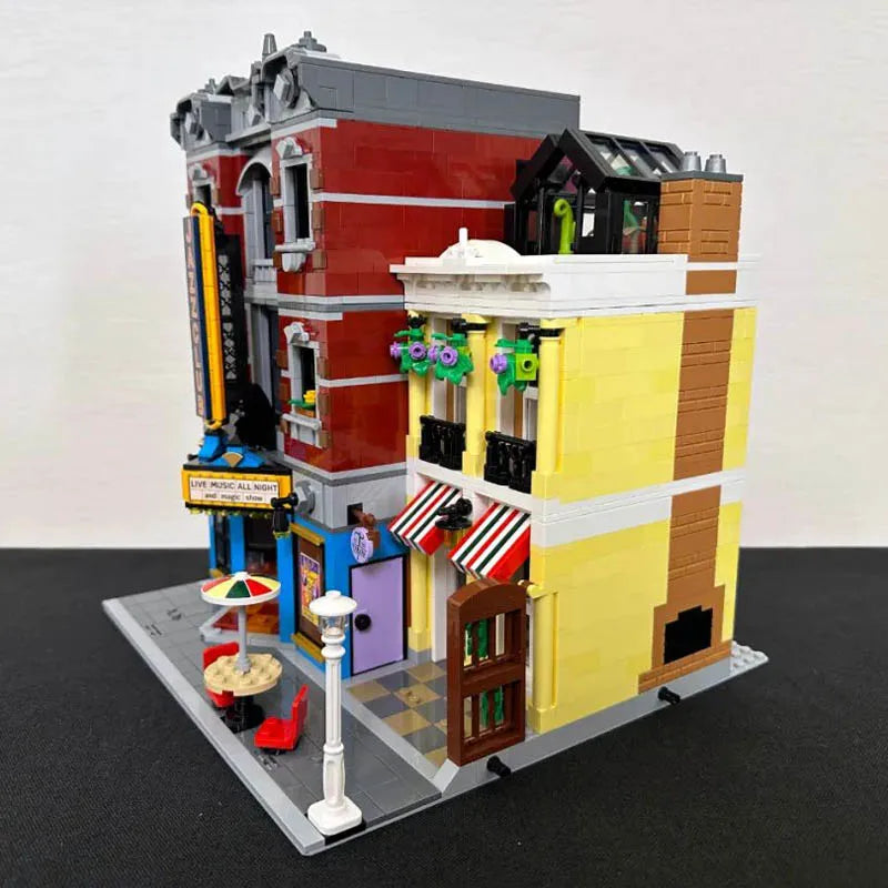 Creating Jazz Club Expert Pizza Shop House Building Blocks Street View Toys Christmas gift