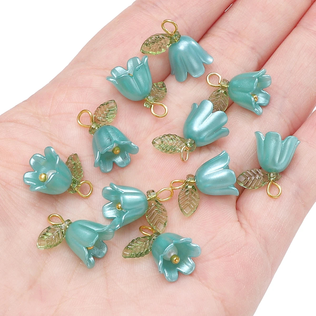 11x14mm 2-10Pcs lily of the valley flower bud beads plated with colored loose beads