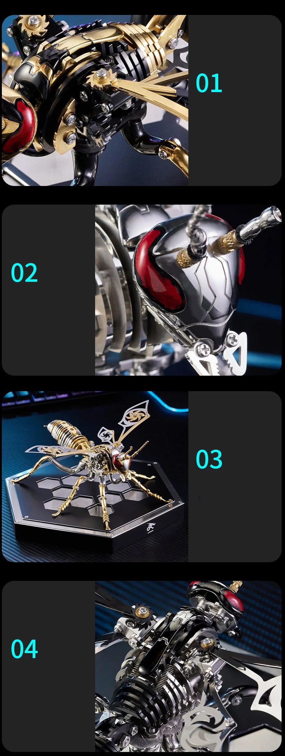 Large Wasp 3D Puzzle Metal Assembly Model Mechanical lnsect Toy for Boy Kids