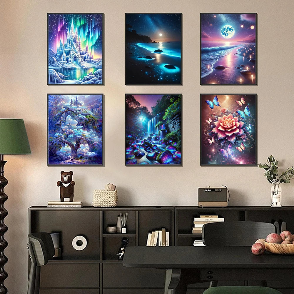 6 Kinds Of Patterns Scenery Diamond Painting Art Kits