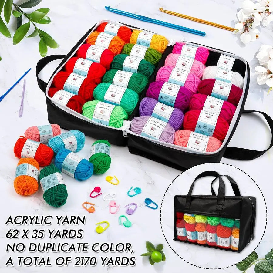 62 Acrylic Yarn Skeins, 2170 Yards Yarn for Knitting and Crochet