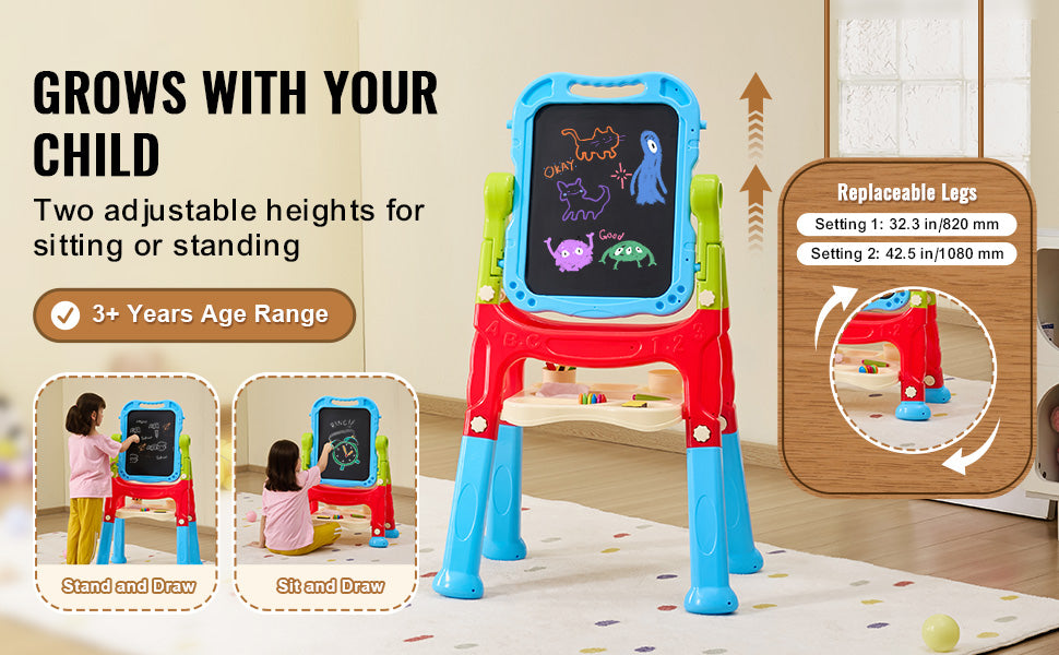 Children Magnetic Drawing Board with Chalkboard Art Easel