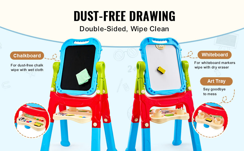 Children Magnetic Drawing Board with Chalkboard Art Easel