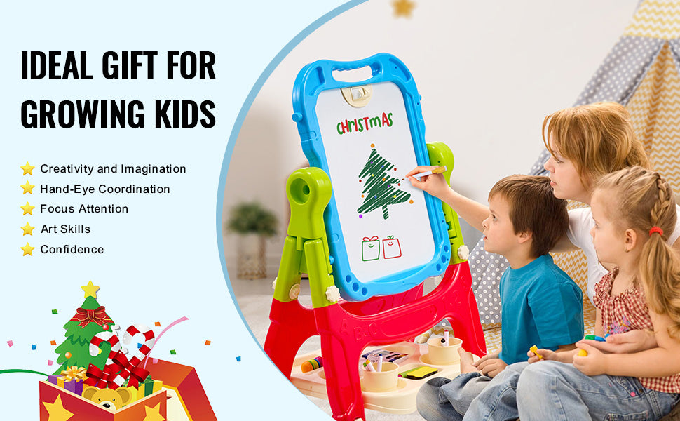 Children Magnetic Drawing Board with Chalkboard Art Easel