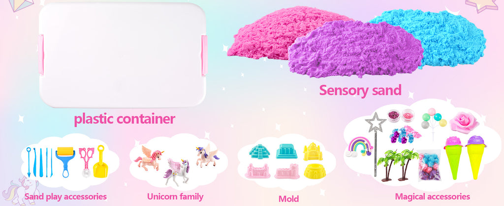 Unicorn Sensory Bin for Girl, Magic Sand