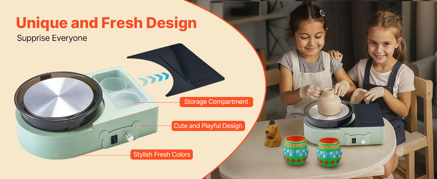 Mini Pottery Wheel Turntable Forward Reverse Rotation Adjustable Speed Electric  for Kids and Adults